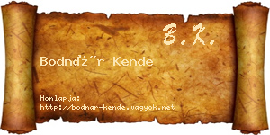 Bodnár Kende névjegykártya